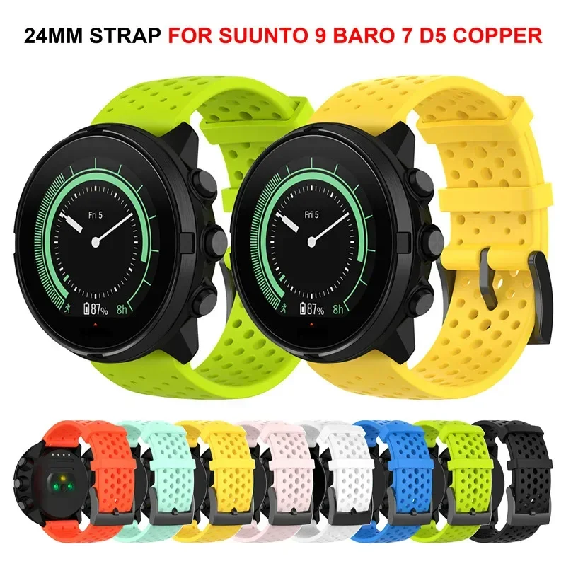 Fossil Smartwatch Accessories - SUUNTO 7、9 Baro、D5スマートウォッチ用、24mmシリコンバンド。Spartan Sport、Wrist HR、Fossil Q