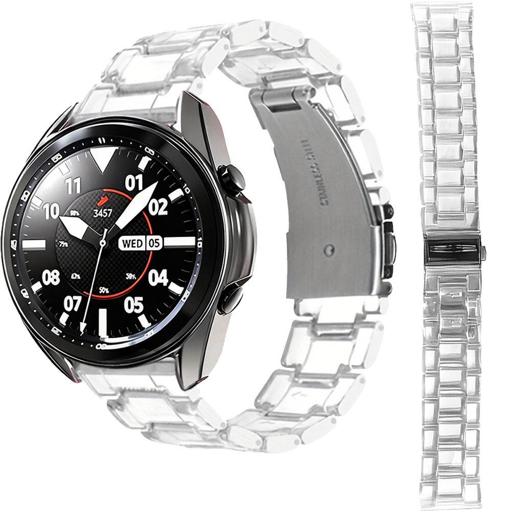 Titan Smartwatch Accessories - 透明樹脂製の3リンクバンド。リンク外しツール付き。Samsung Galaxy Watch 6、5、4 Classic、Gear S3（20mm、22mm）、Huawei