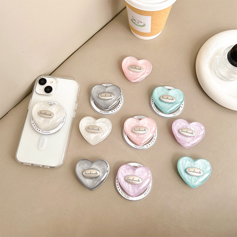 Smart Accessories - 韓国INS ブリングシェルパターン ラブハートホルダー スマホスタンドグリップ トック ユニバーサル