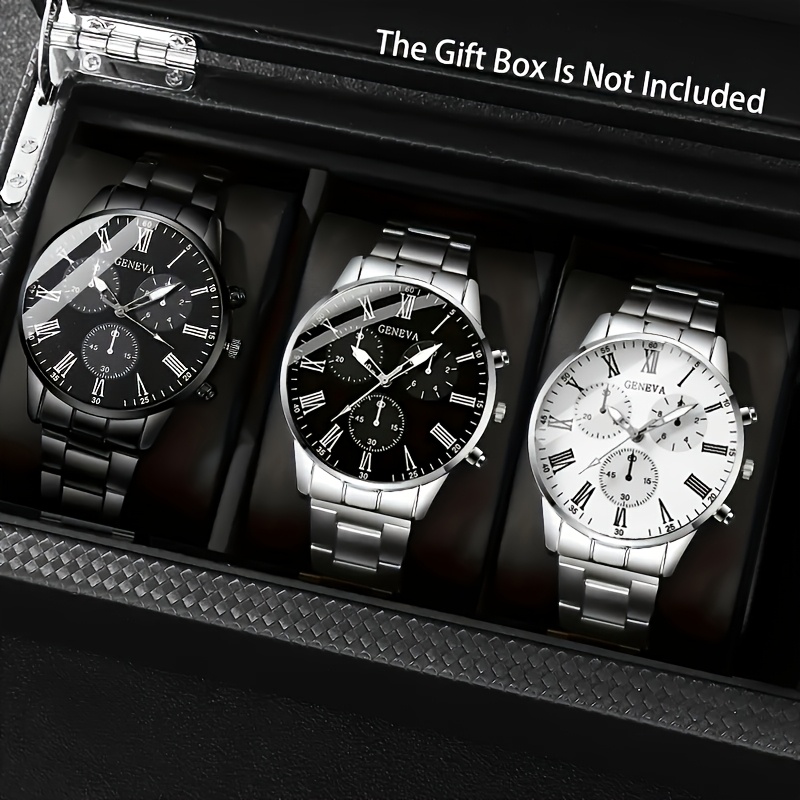 Best Smartwatch Accessories - 3点セット：最新のファッショナブルで上品なクォーツ時計とアクセサリーのセット。合金製の文字盤を使用しており、家族や友人への最高の贈り物になります。