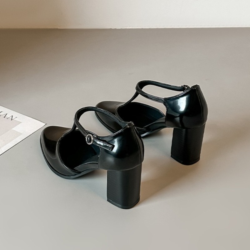 メアリージェーンシューズ ブラック ハイヒール レディース  - Leather Classic Strap のレビューと価格