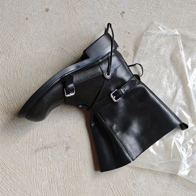 レトロバックルミッドカーフブーツ女性厚底スリムナイトブーツ多 - Leather Classic Strap のレビューと価格