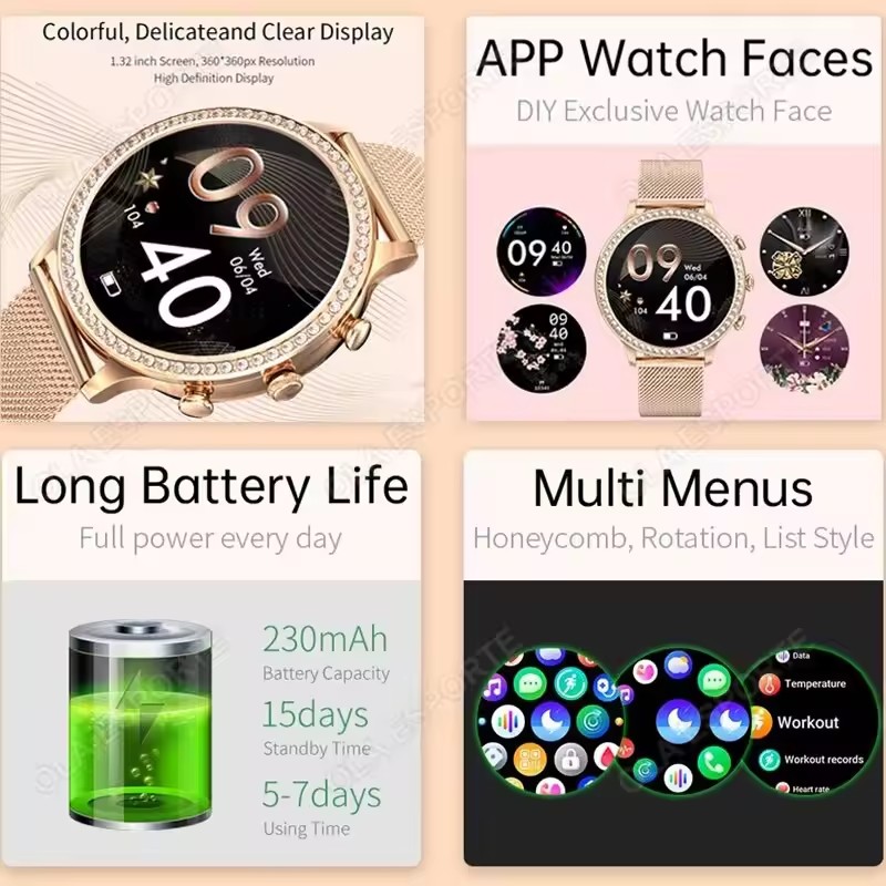 エレガントなレディーススマートウォッチ、Bluetooth通 - Smartwatch X12 のレビューと価格